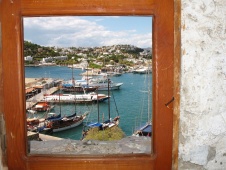 Peering out of a window at Bodrum Castle